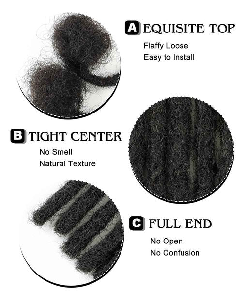 Cypsin 10inch 60 Strands 100% Human Hair Loc Extensions, 0.6cm Width Full Handmade Dreadlock Extensions Human Hair for Men Women Kids, Permanent Dread Extensions Can Be Dyed Bleached Curled(Natural Black)
