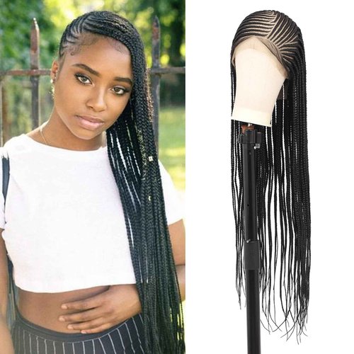 Kalyss 13X8 Lemonade Cornrow Braided Wigs for Women Lace Front Braided Wigs Premium Synthetic Long Braided Wig with Baby Hair Side Parting Braided Wig 36"
