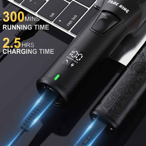 FADEKING® Professional Hair Clippers for Men - Cordless Beard Trimmer for Men, LCD Display Hair Clippers and Trimmer Set for Barber Haircut & Mens Grooming with Travel Case(Black)