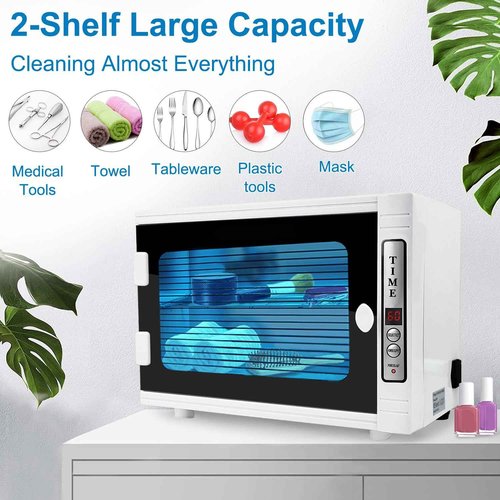 Nail Tool Cleaning Machine, 12L High Capacity Multi-Functional Nail Cleaner Box Manicure Tool Cleaning Cabinet Salon Equipment for Spa Beauty Home Metal Tools With Replaceable Lamp