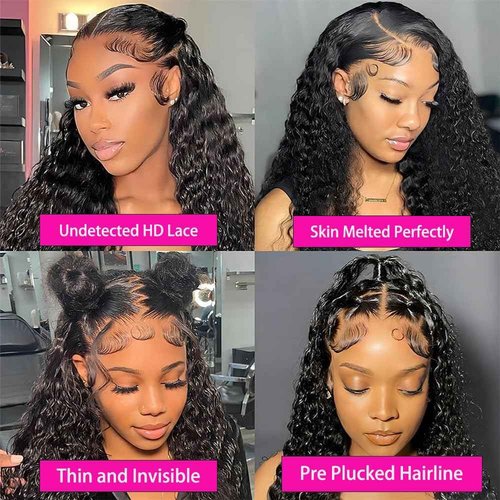Silinli 200% Density 20 Inch 13x6 Deep Wave Lace Front Wigs Human Hair Curly HD Lace Front Human Hair Wig Pre Plucked 100% Real Human Hair No Synthetic Blend No Tangle No Shedding Triple Lifespan 3X