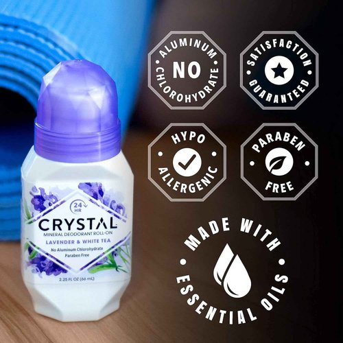 Crystal Mineral Deodorant Roll-On, Lavender & White Tea 2.25 oz (Pack of 12)