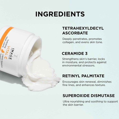 IMAGE Skincare, VITAL C Hydrating Repair Crème, Holiday Beauty Stocking Stuffer, Face Night Cream with Hyaluronic Acid, Discovery Size, 1oz
