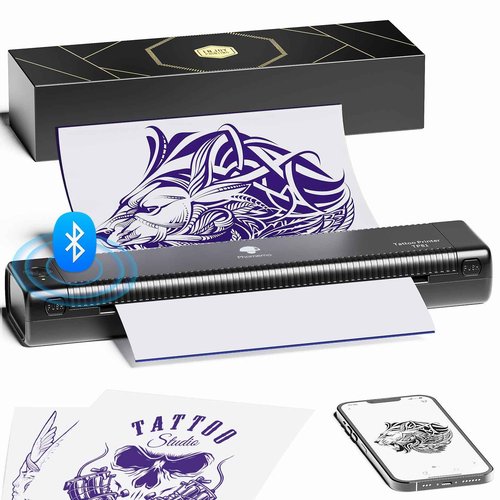Phomemo Tattoo Stencil Printer Upgraded, TP81 Bluetooth Tattoo Printer with 10pcs Transfer Paper, Compatible with Phone/Tablet/PC, Tattoo Supplies for Tattoo Artists & Beginners,Black