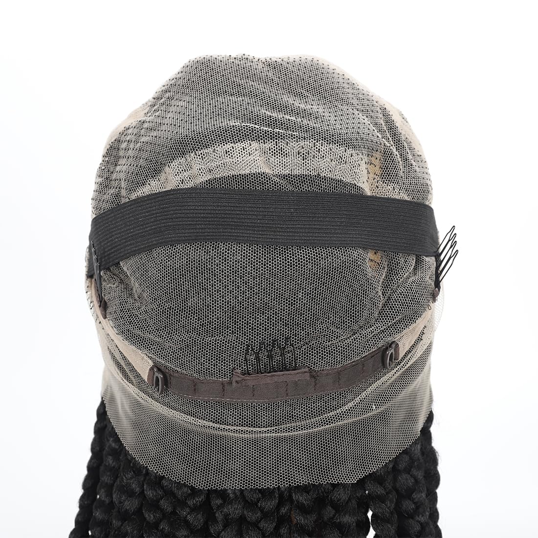 360 Full Lace Jumbo Braided Wigs for Black Women 32inch Knotless Braids Glueless Wigs No Cornrow Long Jumbo Box Braided Wig With Baby Hair (1B, 32inch)