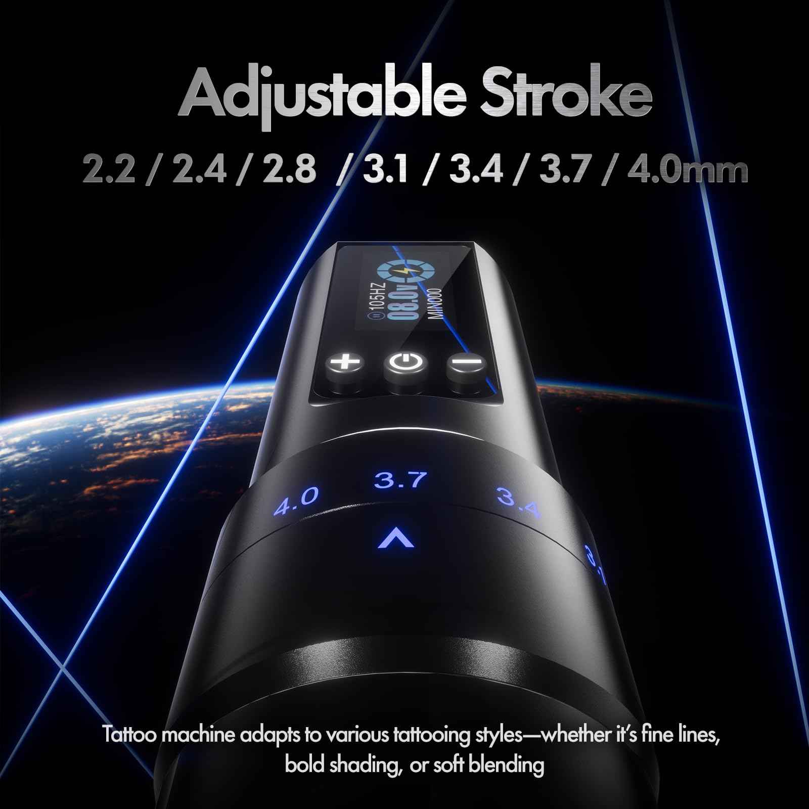 INKin Tattoo Kit for Beginners Complete Set, Wireless Tattoo Machine with 2.0mm-4.0mm Adjustable Stroke Length and 1600mAh Power Supply, 20Pcs Revo Tattoo Needles Assorted and 9Pcs Tattoo Inks