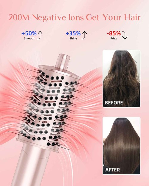 RUCHA 5 in 1 Hot Air Styler, 110,000 RPM High Speed Blow Dryer Brush, Foldable air Curler for Hair, Negative Ion Hot Air Bursh for Frizz-Free Styling Fast Drying Curling Straightening Volumizing