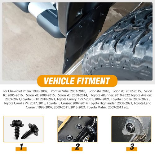 GOOACC 60PCS Rear Bumper Cover Push-Type Retainer Fender Wheel Housing U-Nut Indented Screw Bumper Cover Clip for Lexus Scion Toyota
