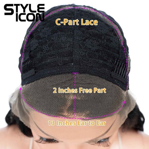 Style Icon 13x2 Highlight Lace Front Free Part Wig 24?Updo U Part Lace Frontal Long Wavy Wig With Bangs High Temperature Synthetic Hair(24 Inches, HI-PECAN)