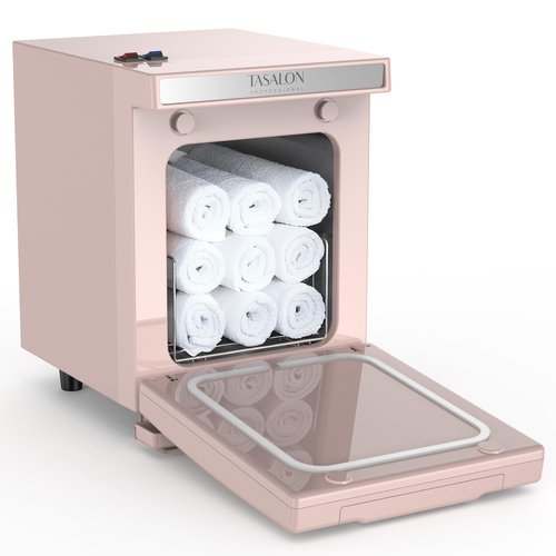 TASALON 5L Towel Warmer Hot Cabinet Box, Aluminum Inner Chamber, Removable Tray, Fast Heating for Beauty Spa Salon Massage - Pink