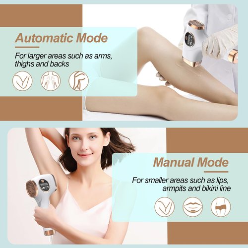 IAEVGGA IPL Hair Removal Device, Portable Permanent Hair Reduction for Men and Women, Home Hair Remover with Razor and Glasses, 999,999 Flashes, Underarms Back Legs Arms Face Bikini Line