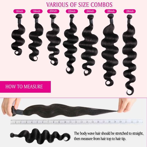 BAOHUKE 4 Bundles Human Hair Body Wave 20 22 24 26 Inch 100% Brazilian Virgin Hair Body Wave Bundles Human Hair Extensions Quick Weave Bundles Human Hair For Women Natural Black
