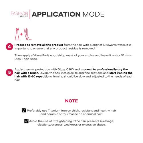 YBERA PARIS Fashion Stylist Cream | Keratin Hair Straightening Treatment | Smooth System | Extreme Shining Hair | Color Safe | Enhanced with Omega | 5.2 FL Oz