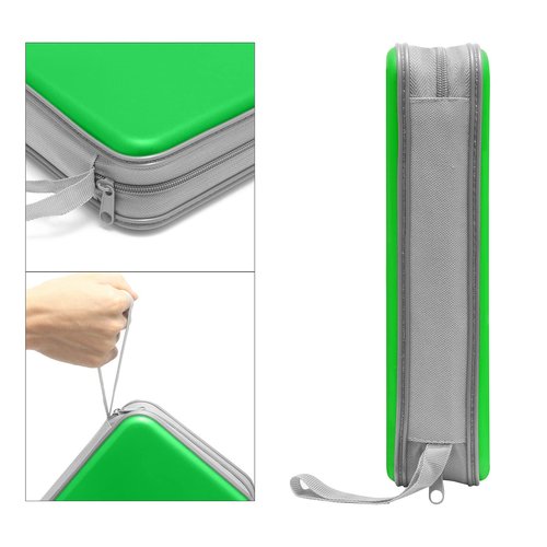 CD Case, Siveit DVD Case Holder 96 Capacity Hard Plastic CD DVD Disc Cases Storage Binder Wallet for Car Home Office Travel (Green)