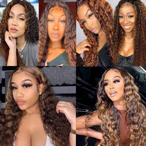 Xddnamei Deep Wave Human Hair Bundles 8 10 12 Inch Brazilian Chocolate Brown Highlight P4/30 12A Raw Unprocessed Brazilian Virgin Quick Weave Hair for Black Women