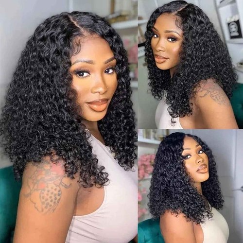 yuccy Short Bob Wigs 13x4 Deep Curly Lace Front Wigs Human Hair For Black Women 250 density Glueless HD Lace Front Wigs Human Hair Pre Plucked with Baby Hair Natural Hairline 10 Inch…