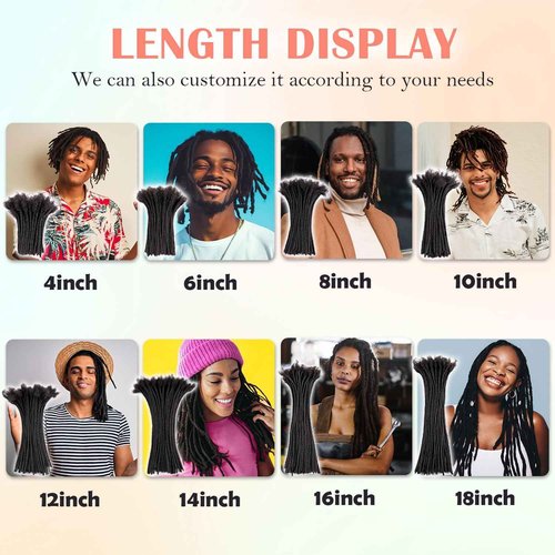 Teresa 0.4cm & 0.8cm Width 100% Human Hair Dreadlock Extensions for Men/Women/Kids, Full Hand-made Locs Extensions Human Hair (6 Inch/70 Strands,Natural Black)