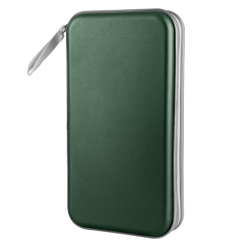 CD Case, Siveit DVD Case Holder 96 Capacity Hard Plastic CD DVD Disc Cases Storage Binder Wallet for Car Home Office Travel (Dark Green)
