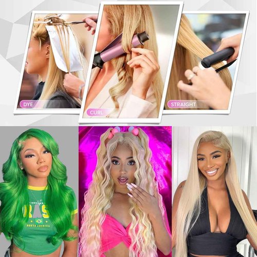 Blonde Human Hair Bundles Body Wave 613 Bundles with Closure (14 16 18+12 Inch) 100% Unprocessed 12A Grade Brazilian Virgin Remy Sew In Hair Extensions Silky and Soft No Tangle Multipurpose
