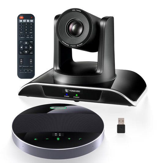 20x Zoom Conference Room Camera System TONGVEO All-in-1 Video and Audio Conferencing System 20X Optical Zoom USB3.0 HDMI PTZ Camera and Conference speaker with microphone Bundle for large Meeting Room