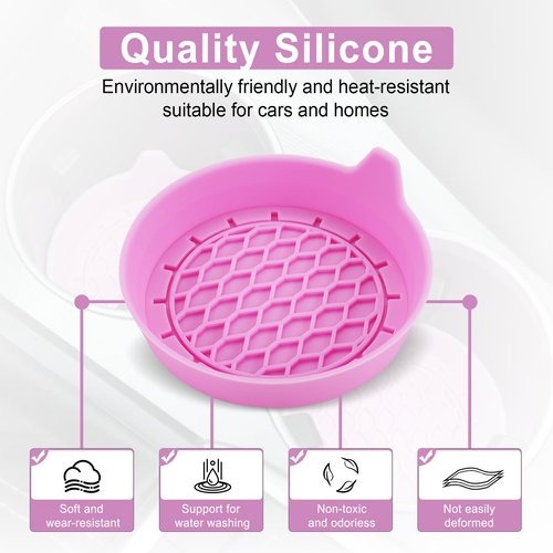 SINGARO Car Cup Holder Coaster, Silicone Cup Holder Insert, Universal Non-Slip Cup Holders, Car Accessories Interior for Women and Man 4 Pack Pink