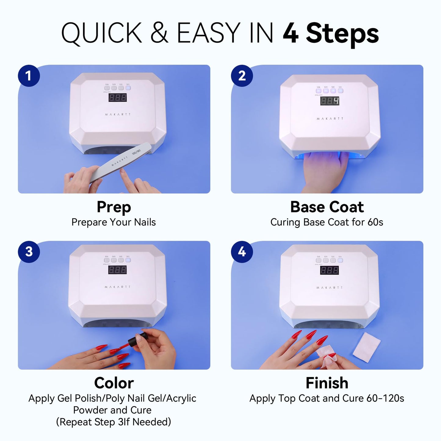 Makartt UV LED Nail Lamp: UV Light for Gel Nails Rechargeable Aurora 36W Gel Lamp with 4 Timers & Auto Sensor Professional Fast Curing Cordless Nail Light for Home Salon Manicure