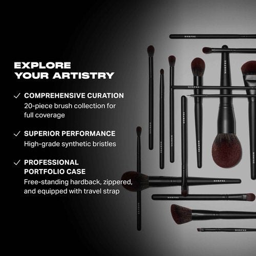 Morphe MUA Life Makeup Brushes - 20 Piece Makeup Brush Set of Eye and Face Brushes - Made with Synthetic Bristles and Includes Carrying Case (20 Count)