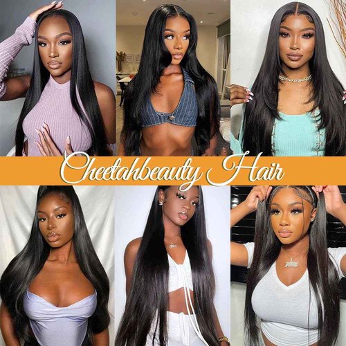 CHEETAHBEAUTY 13x6 Lace Front Wigs Human Hair 18Inch HD Transparent Lace Frontal Wigs 220% Density Brazilian Virgin Straight Human Hair Wigs for Women Pre Plucked with Baby Hair Natural Color