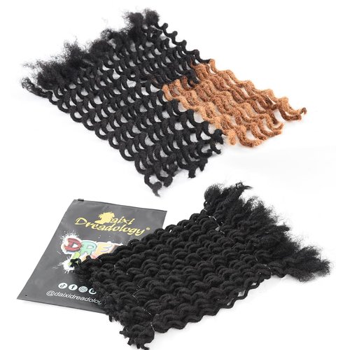 DAIXI Curly Wave Loc Extensions Human Hair, 100% Real Human Hair Dreadlock Extensions for Man/Women Handmade Permanent Dread Extensions Can Be Dyed Bleached Twisted (0.4cm, 1B, 12 Inch 30 Strands)
