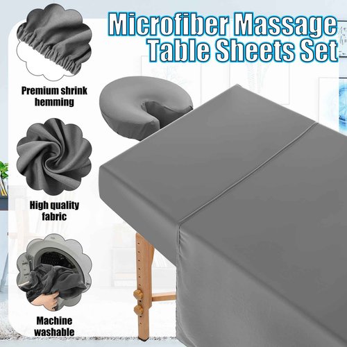 HunnmingRe 5 PCS 73 x 30 Massage Table Warmer with 3 Heat Settings(110v), Microfiber Massage Table Sheets Set Round Bolster Pillow Pad for Spa Bed, Includes Flat Sheet, Fitted Sheet, Face Rest Cover