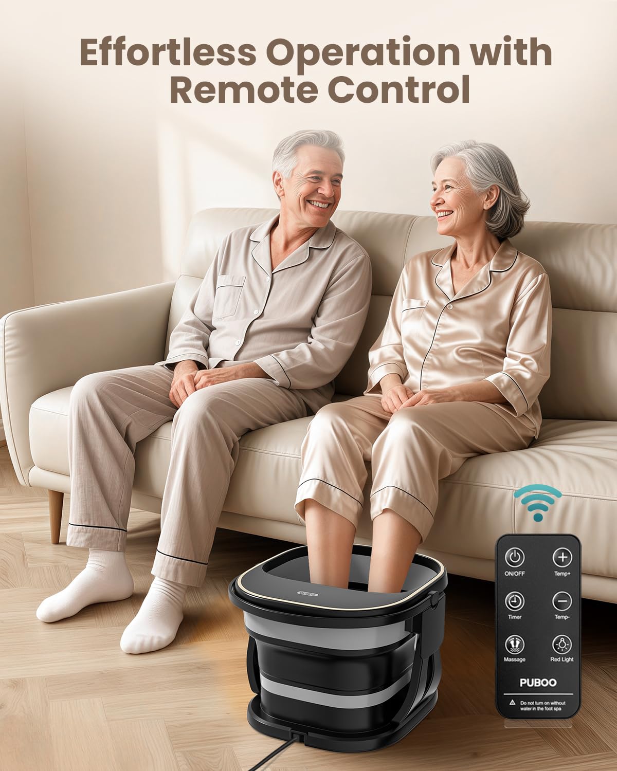 Puboo Collapsible Foot Spa Bath with Heat, Remote & Timer, 16 Massage Balls, Support Rods – Heated Pedicure Soaking Tub for Stress Relief, Great Gift for Family and Friends