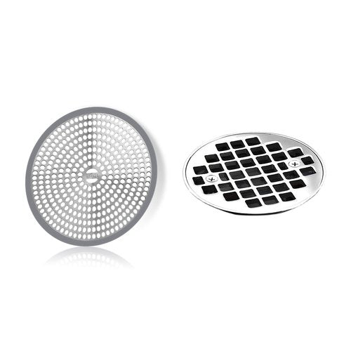 LEKEYE Shower Hair Catcher Drain Protector Strainer-Steel & Silicone 2 Pack
