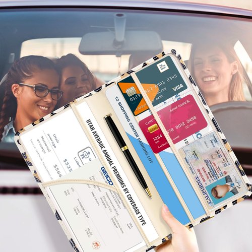 CoBak Car Registration and Insurance Holder - Vehicle Glove Box Car Organizer,Auto Truck Comparment Accessories Case with Magnetic Closure for Driver License,Cards