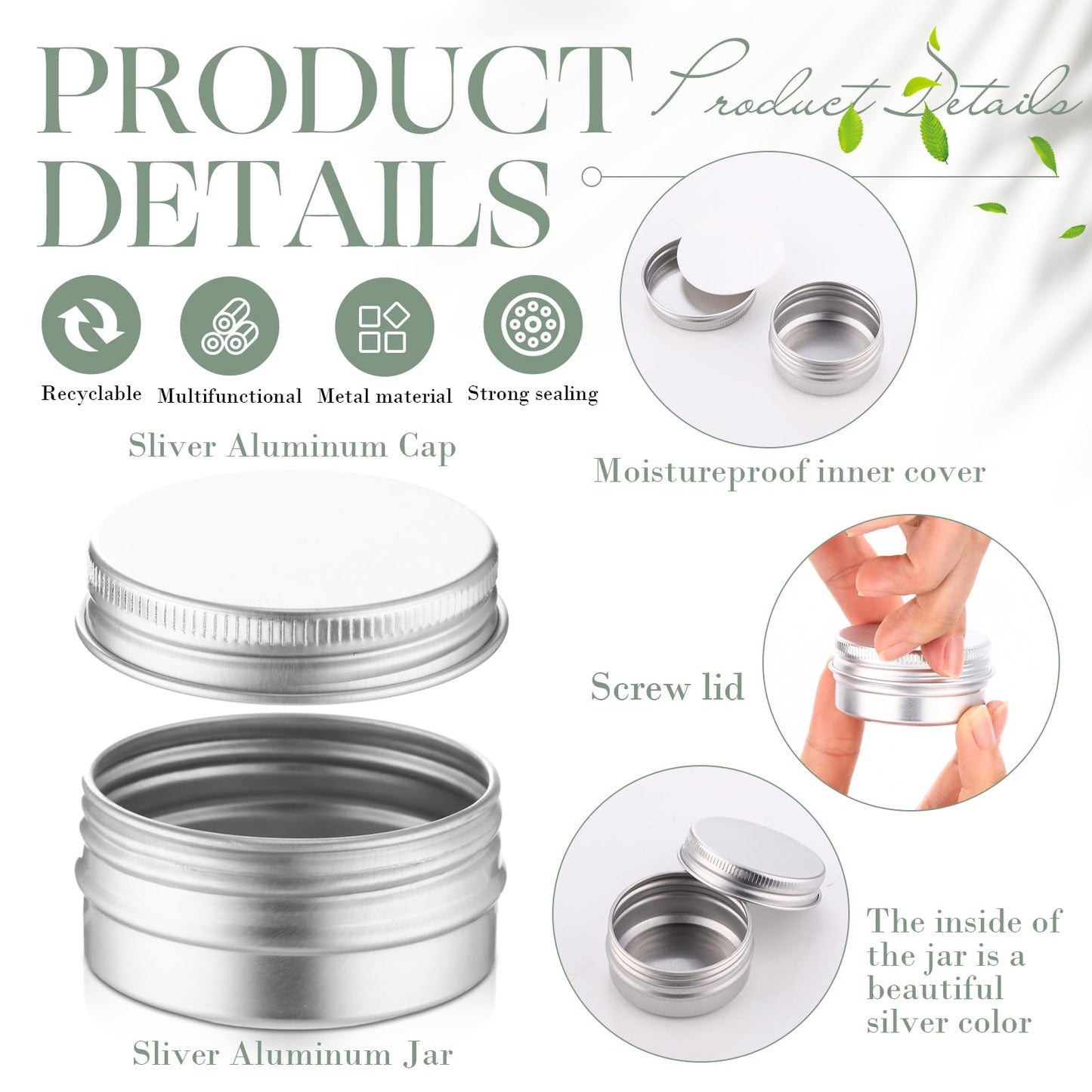 300 Pcs 1 oz Salve Tins with Lids Bulk Lip Balm Containers Round Metal Containers with Screw Top Lids Aluminum Silver Tin Cans for DIY Salve Candle