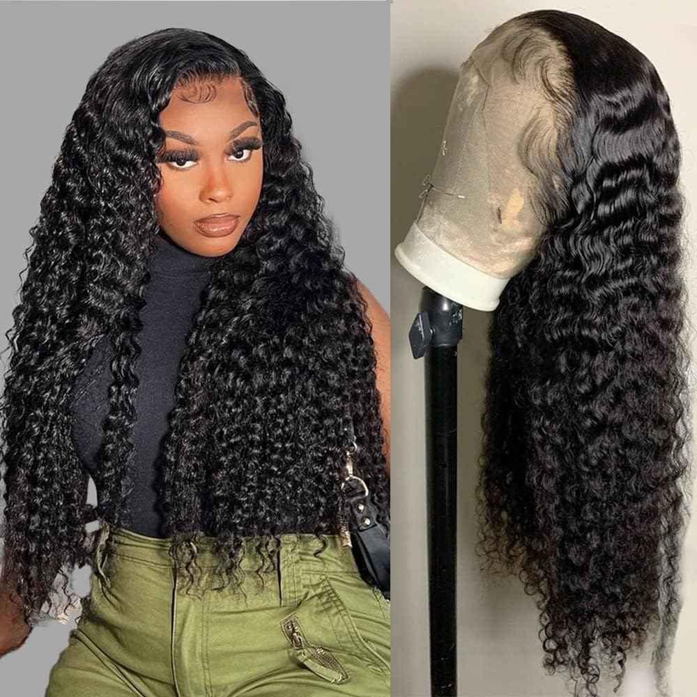 26 Inch Lace Front Wigs Human Hair 13x4 HD Deep Wave Lace Front Wigs Human Hair Wigs for Women Deep Curly Lace Frontal Wig Glueless Wigs Human Hair Pre Plucked with Baby Hair 180 Density