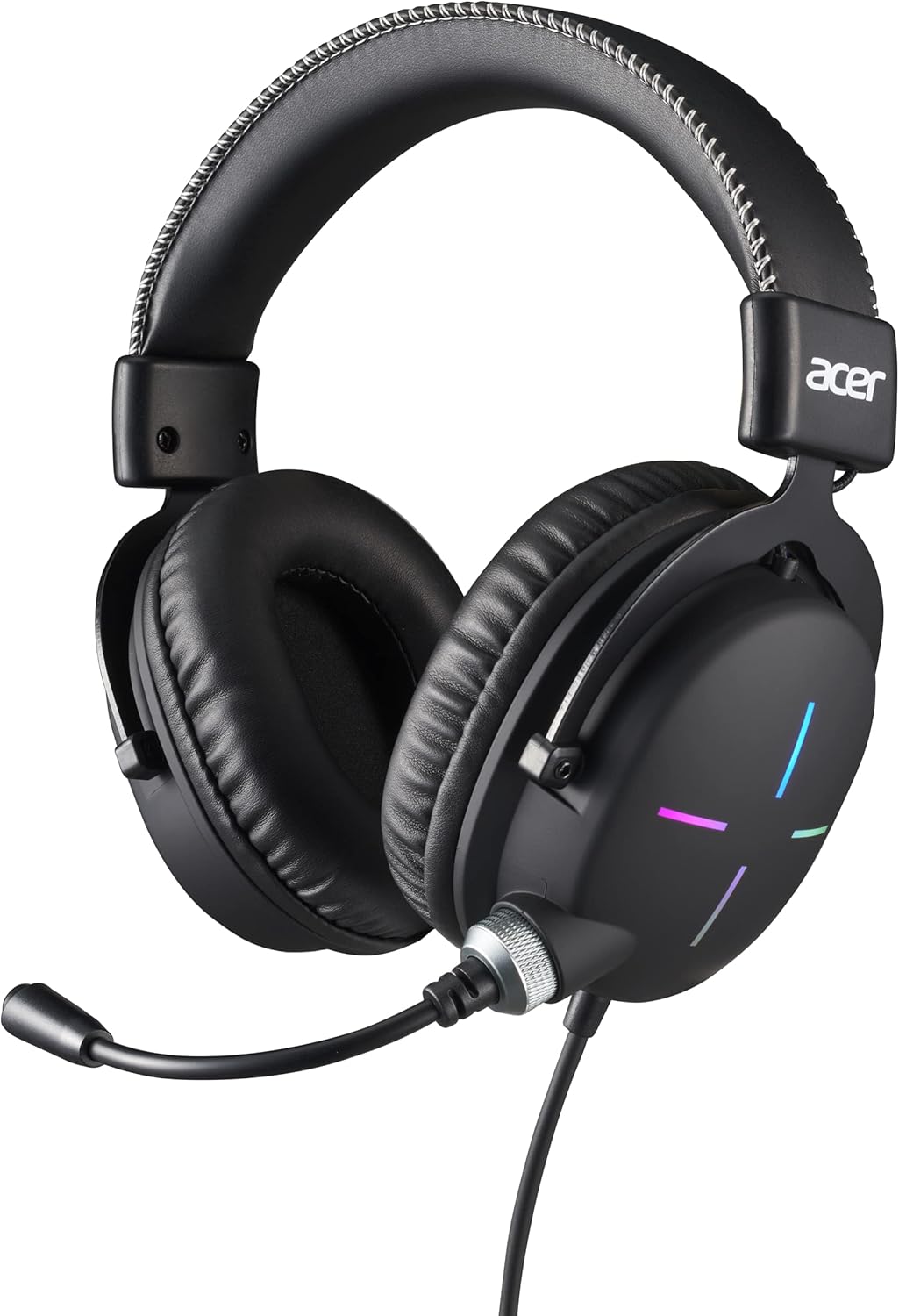 Acer Nitro Gaming Headset II: 50mm Drivers | Retractable Omni-Directional Noise-Canceling Microphone with On-Cable Controls | Over-Ear Design with RGB Lights, (Pack of 1)