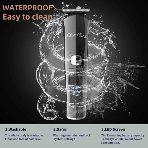 QBZDOUA Mens Hair Clipper Beard Trimmer Cordless Mens Grooming Kit Trimmer for Beard Head Face and Body Waterproof IPX7 LED Power Display