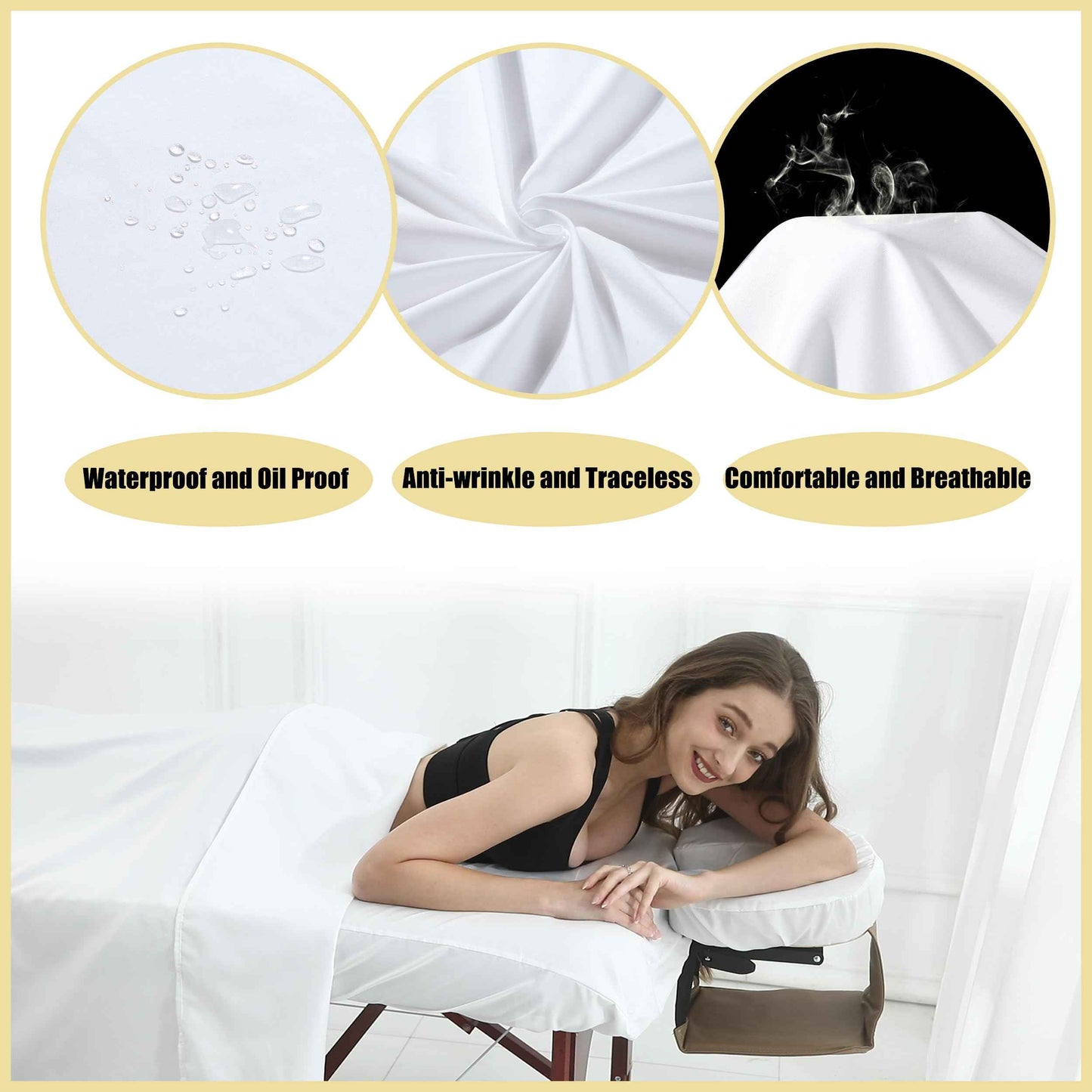 4 Sets Microfiber Massage Table Sheet Sets 3 Pcs Massage Bed Cover Soft Wrinkle Free Includes Massage Fitted Sheet,Massage Sheets and Face Cradle Cover for SPA Beauty Salon Tattoos (White)