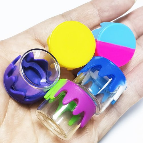 KUVIS 6ml Silicone Glass Wax Containers Airtight with Silicone Lid Concentrate Jar Multi Use (200)