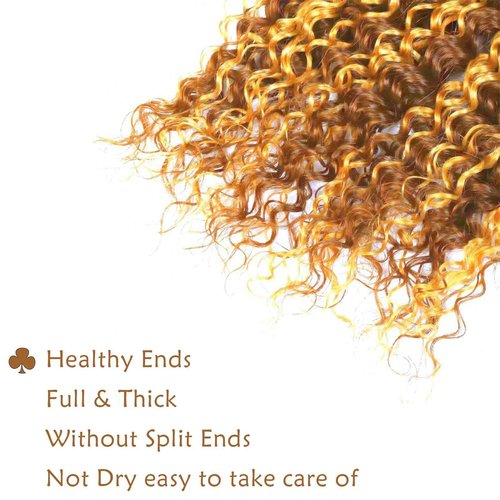 Fabimiya Human Hair Bundles 14 16 18 Inch Light Brown P27/30 Deep Wave Bundles Human Hair 100% Unprocessed Soft Sewn In Hair with Double Weft for Black Women