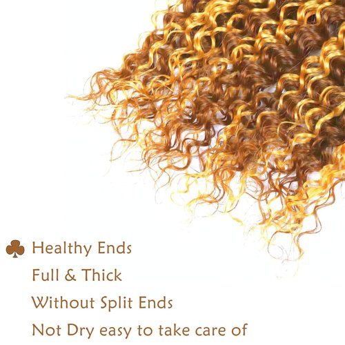 Fabimiya Human Hair Bundles 16 18 20 Inch Light Brown P27/30 Deep Wave Bundles Human Hair 100% Unprocessed Soft Sewn In Hair with Double Weft for Black Women