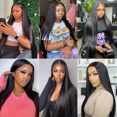 Yuyongtai 26 Inch Straight Lace Front Human Hair Wig - Pre Plucked 13x4 HD Transparent Frontal, 180% Density, Glueless for Women