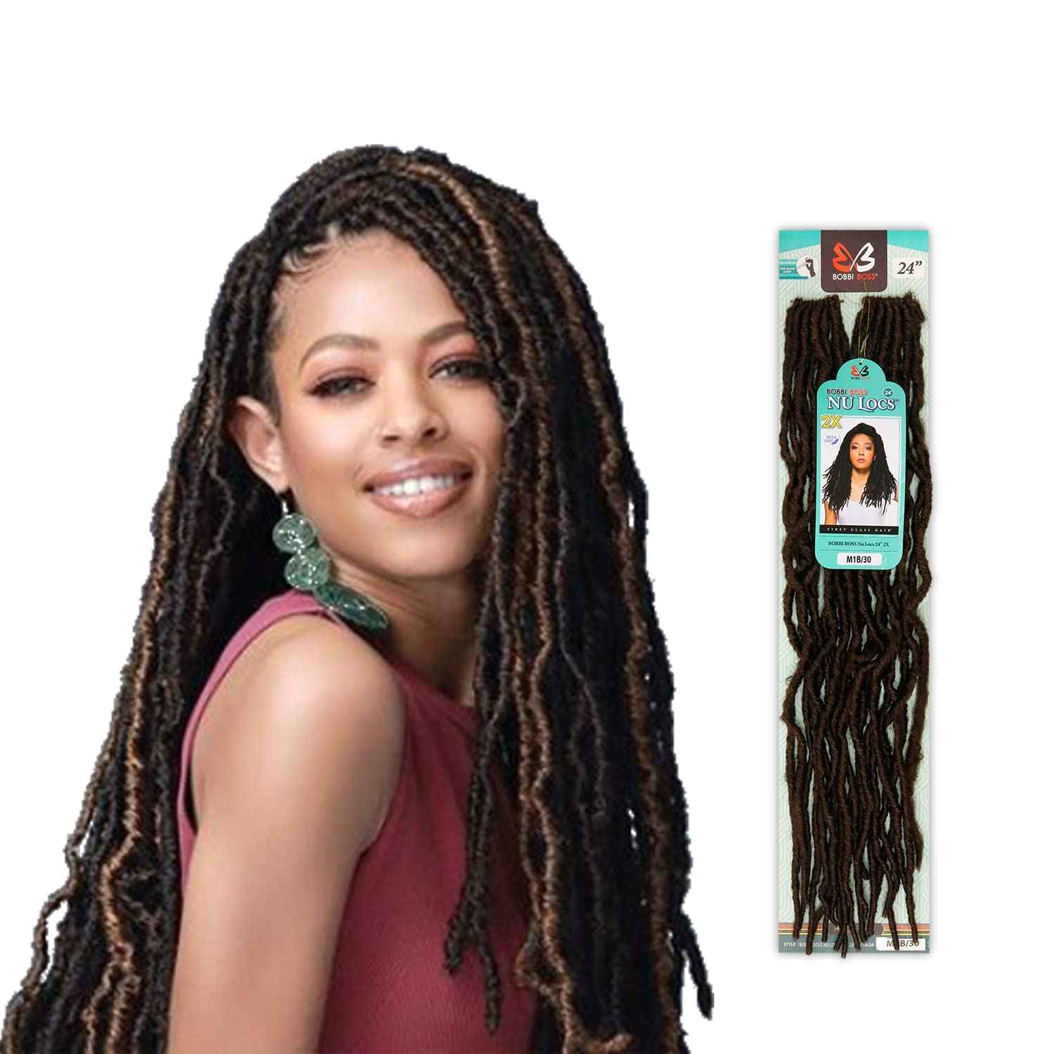 (6-PACK) Bobbi Boss Synthetic Hair Crochet Braids African Roots Braid Collection Nu Locs 24" (1)