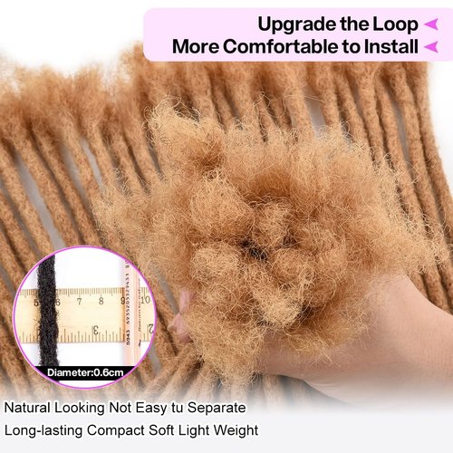 Loc Extensions Human Hair Dreadlock Extensions for Men/Women 100% Real Human Hair Permanent Dreadlock Extensions Locs Extensions Human Hair Can Be Dyed (0.6cm#27, 12inch/30strands)