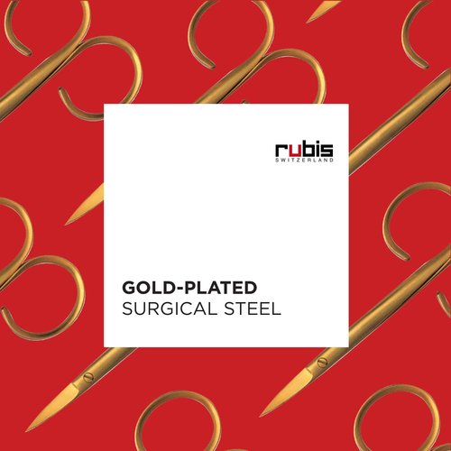 Rubis Classic Stainless Steel Nail Scissors for Precise Fingernails, Cuticles, and Eyebrows, 1F004, Gold,Rubis Switzerland Swiss Made World Renowned Precision