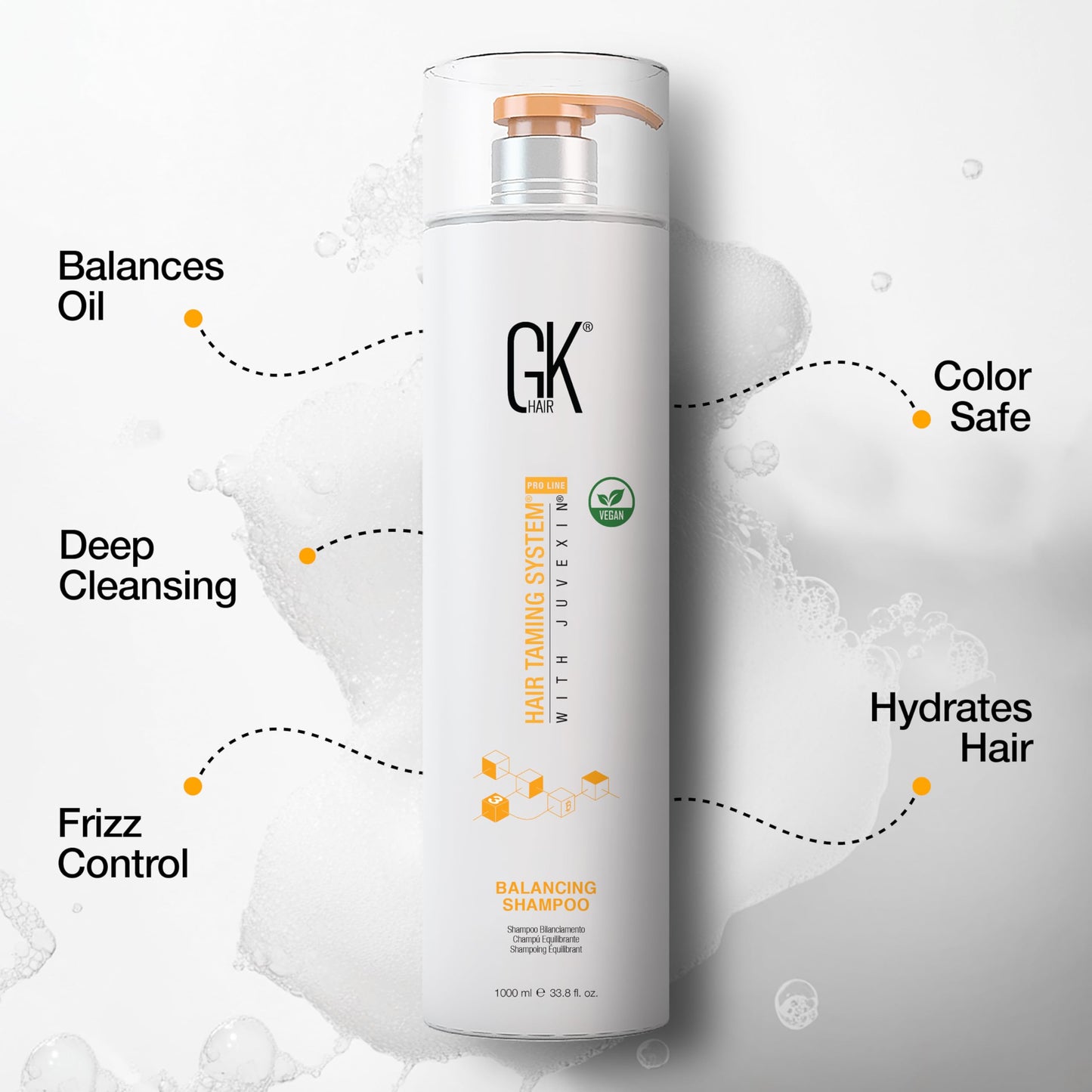 GK HAIR Global Keratin GKhair Balancing Shampoo - (1000ml/33.8oz) Global Keratin Leave in Conditioner Cream For Detangling Smoothing Strengthening 130ml