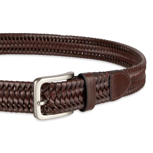 Tommy Bahama Men's Stretch Leather Braid Belt, Brown, Medium