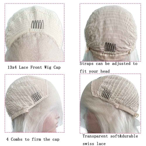 YiXing Transparent Lace Honey Blonde Bob Lace Front Wigs 13x4 Silky Straight Short Bob Wigs Human Hair Glueless Virgin Hair Natural Hairline Pre Plucked 613 Bob Frontal Lace Wig for Women Free Part