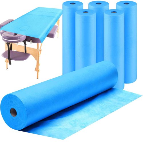 Tudomro 6 Rolls Disposable Non Woven Bed Sheets 24 x 71 Inch Massage Table Paper Covers Non Woven Fabric Massage Sheets Waterproof Spa Breathable Bed Cover for Beauty Salon (Blue)