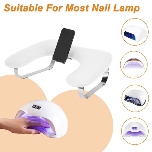 VOCOSTE Nail Arm Rest with Mobile Phone Holder, Manicure Hand Rest, Hand Rest for Nails Tech with Stable Base, White